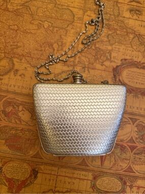 Silver Woven Texture Evening Crossbody Bag